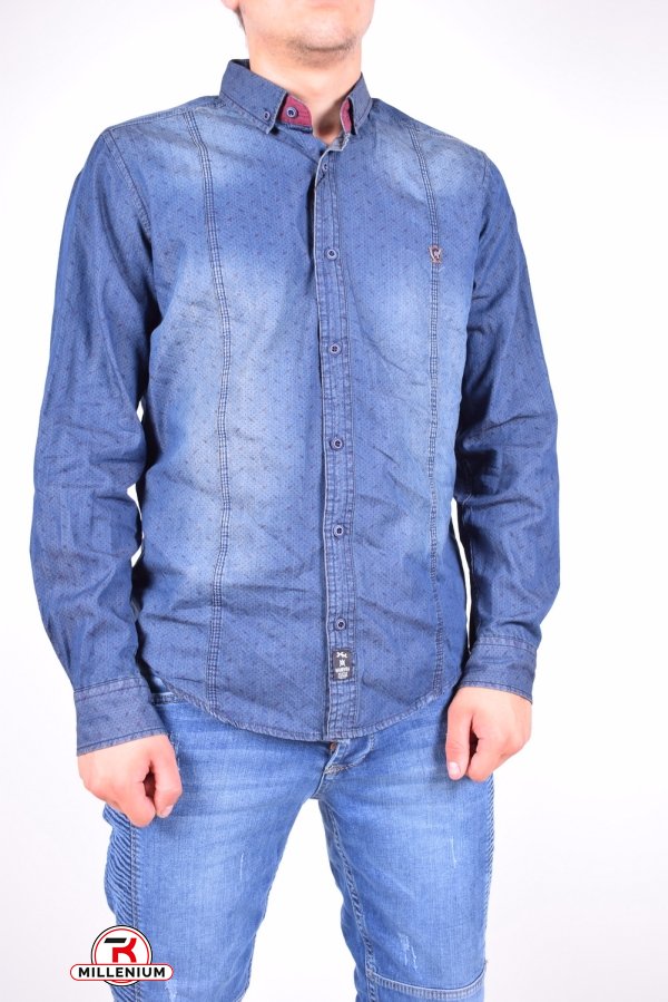 Рубашка мужская  (цв.синий) 100% котон MANEVRA Размер в наличии : 44 арт.16053