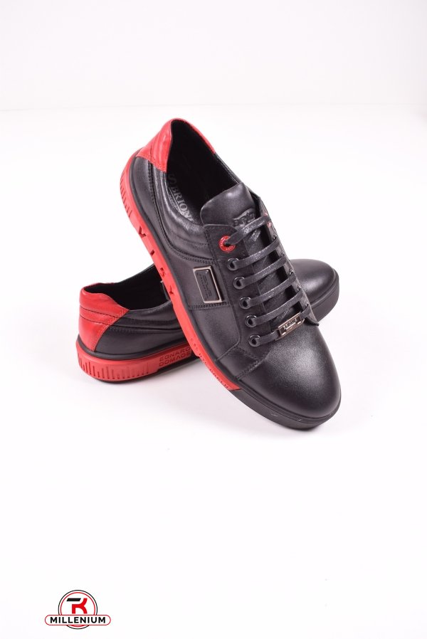Кросівки чоловічі (кол. чорний/червоний) з натуральної шкіри "Brionis" Розміри в наявності : 44, 45 арт.1624-L-RED-Y-5