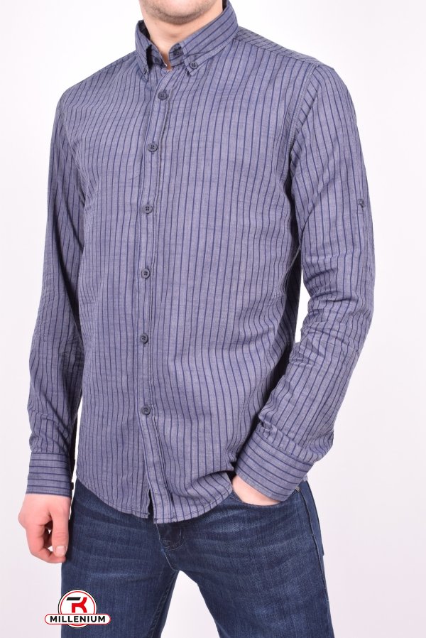 Рубашка мужская  (цв.синий) Ronex Размеры в наличии : 44, 46, 50 арт.полосы