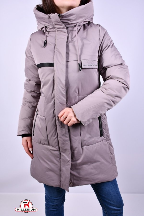 Пальто жіноче (кол. капучино) зимове з плащової тканини. Розмір в наявності : 48 арт.333