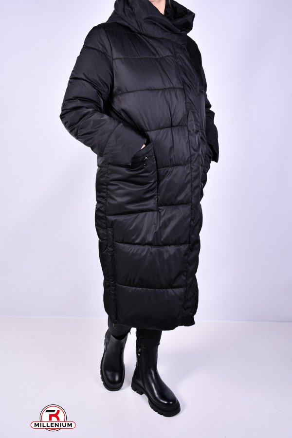 Пальто жіноче зимове (кол. чорний) з плащової тканини модель OVER SIZE Розміри в наявності : 46, 48, 50, 52, 56 арт.M012002