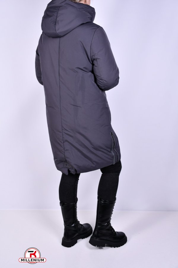 Пальто жіноче зимове (цв. сірий) з плащової тканини. Розміри в наявності : 48, 50, 52, 54, 56 арт.M925001