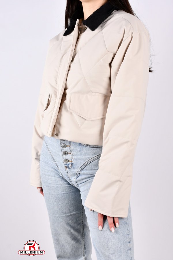 Куртка жіноча демісезонна (кол. кремовий) з плащової тканини. Розмір в наявності : 50 арт.8288