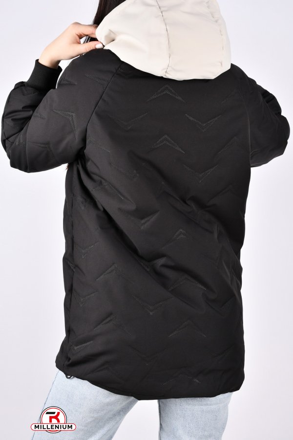 Куртка жіноча демісезонна (кол. чорний) з плащової тканини. Розмір в наявності : 46 арт.6868