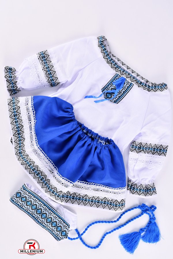 Платье для девочки (цв.белый/синий) "вышиванка" Рост в наличии : 92, 98, 104, 110, 116, 122, 128 арт.орнамент