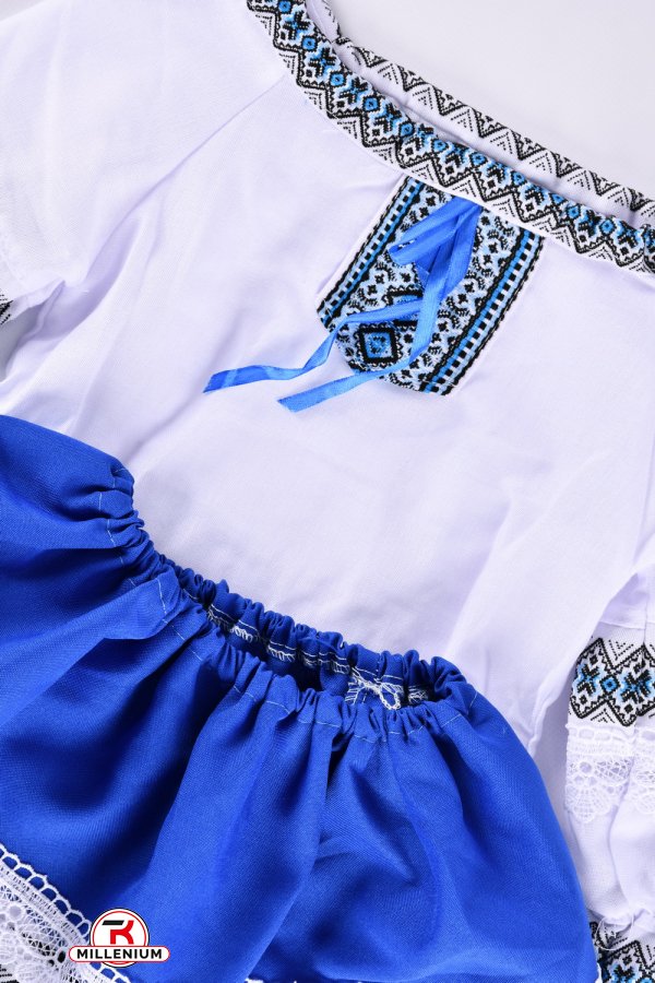 Платье для девочки (цв.белый/синий) "вышиванка" Рост в наличии : 92, 98, 104, 116, 122, 128 арт.орнамент