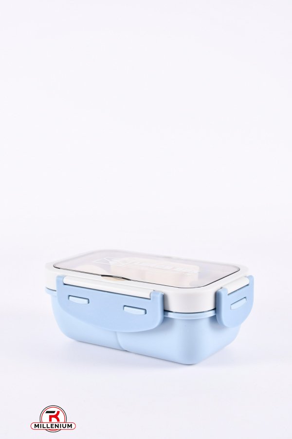 Ланч-бокс (контейнер) кол. синій з ложкою та з контейнером для соусів розмір 19/11/7см арт.31002