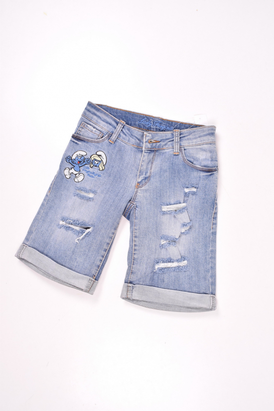 Шорты джинсовые стрейчевые с поясом LFG Размеры в наличии : 25, 26, 27 арт.0735
