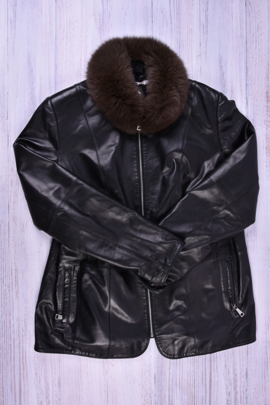 Куртка жіноча (color Black) з еко шкіри галявина-натуральне хутро ELLAFONISS Розмір в наявності : 50 арт.18003