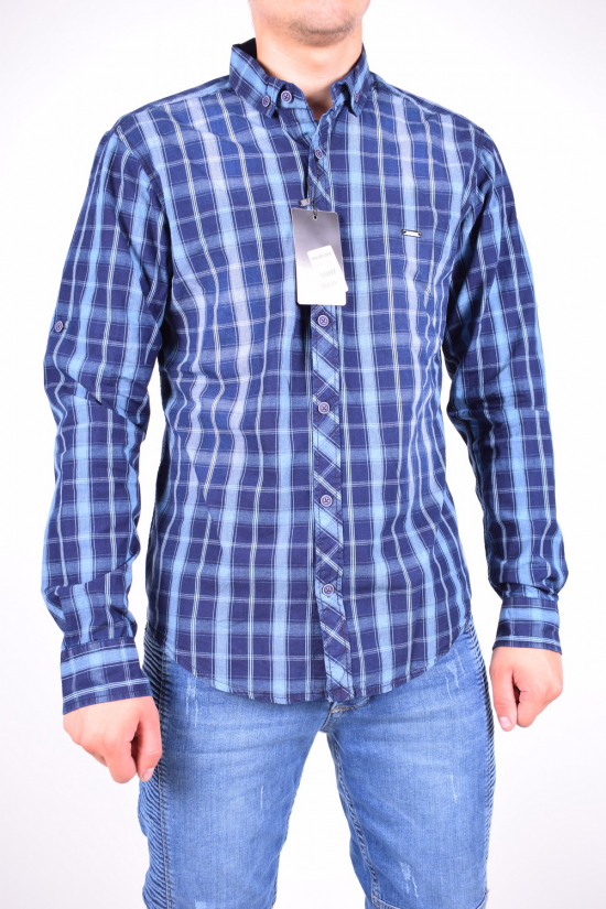 Рубашка мужская  (цв.синий) 100% котон MANEVRA Размер в наличии : 44 арт.16097