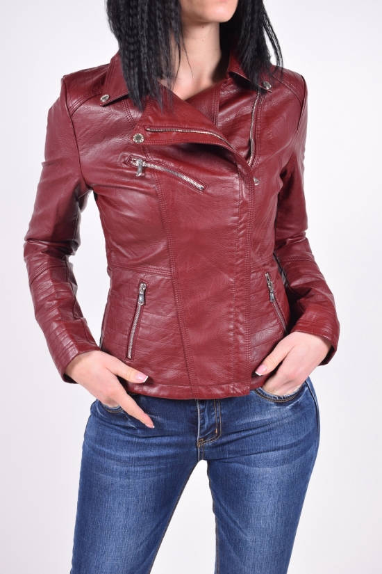 Куртка жіноча з (кол. Бордовий) шкірозамінника демісезонна LANMAS Розмір в наявності : 40 арт.5852
