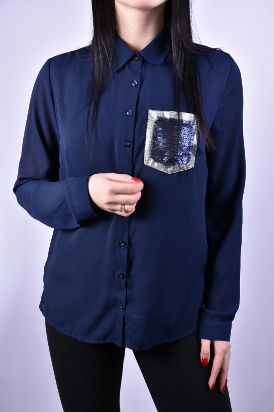 Блуза жіноча (кол. Т / синій) шифонова Qianzhidu Розміри в наявності : 42, 46 арт.50527