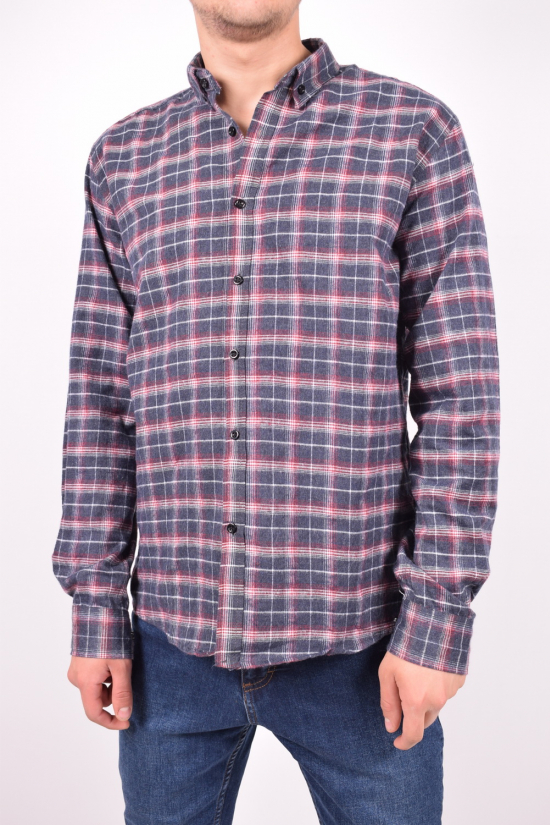 Рубашка мужская байковая (цв.т.синий/красный) YARGI Размер в наличии : 38 арт.12.2