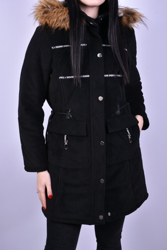 Куртка парку жіноча велюрова (кол. Чорний) демісезонний GREMONA Розмір в наявності : 42 арт.3354