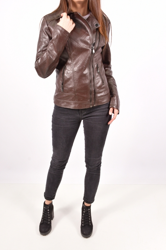 Куртка жіноча зі шкірозамінника (кол. Т. Коричневий) Lanmas Розмір в наявності : 40 арт.20R6