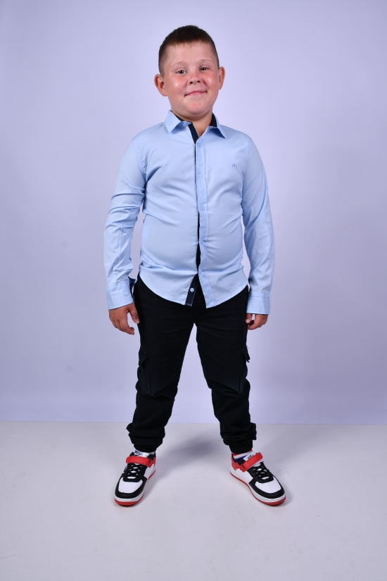Рубашка для мальчика (цв.голубой) BOLD Рост в наличии : 128, 134, 140, 146 арт.14081