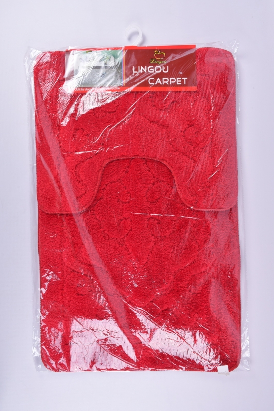 Коврик в ванную 2-ка (цв.красный) LINGOU размер 50/80 см арт.2020-020