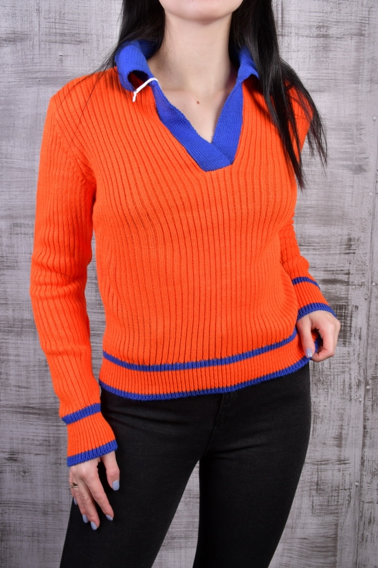 Джемпер жіночий в'язаний (оранжевий) розмір 40-42 (over size) арт.2013