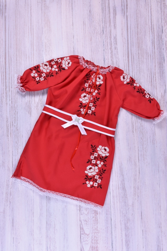 Платье для девочки (цв.красный) "вышиванка" Рост в наличии : 98 арт.Цветы