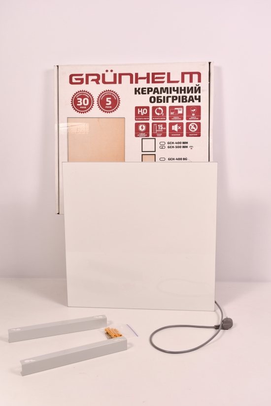 Обігрівач керамічний (кол. білий) з терморегулятором, потужність 500W "GRUNHELM" арт.GCH-500WH