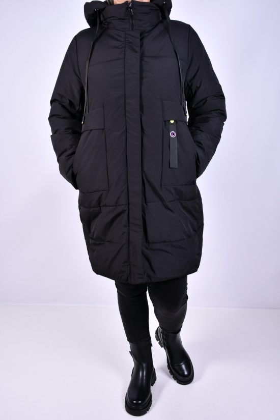 Пальто жіноче зимове (кол. чорний) з плащової тканини. Розміри в наявності : 46, 50, 52, 54, 56 арт.M925005