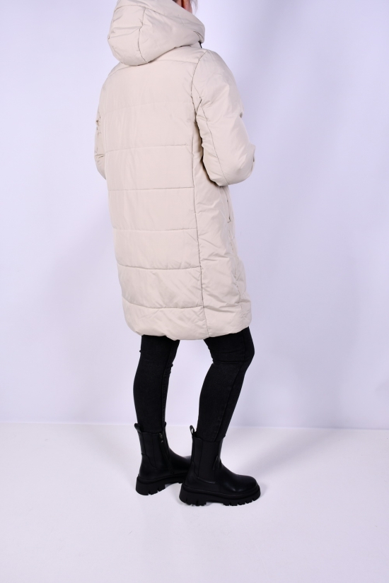 Пальто жіноче зимове (кол. кремовий) з плащової тканини. Розміри в наявності : 46, 48, 50, 52, 56 арт.M925005