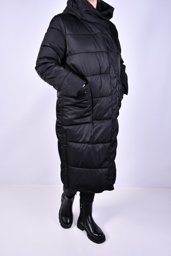 Пальто жіноче зимове (кол. чорний) з плащової тканини модель OVER SIZE Розміри в наявності : 46, 48, 50, 52, 56 арт.M012002