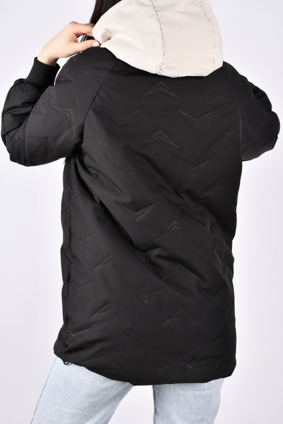 Куртка жіноча демісезонна (кол. чорний) з плащової тканини. Розмір в наявності : 46 арт.6868