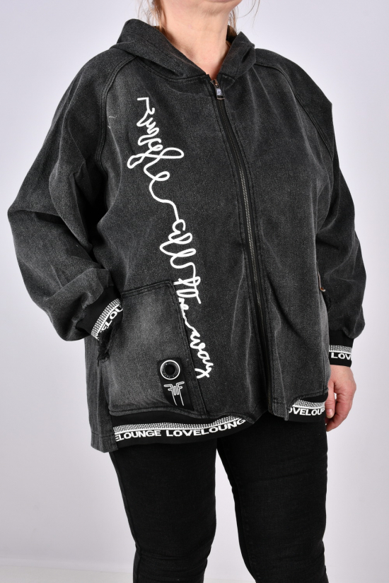Куртка женская (цв.чёрный) ткань коттон "ANGORA" Размеры в наличии : 52, 54, 56, 58 арт.621