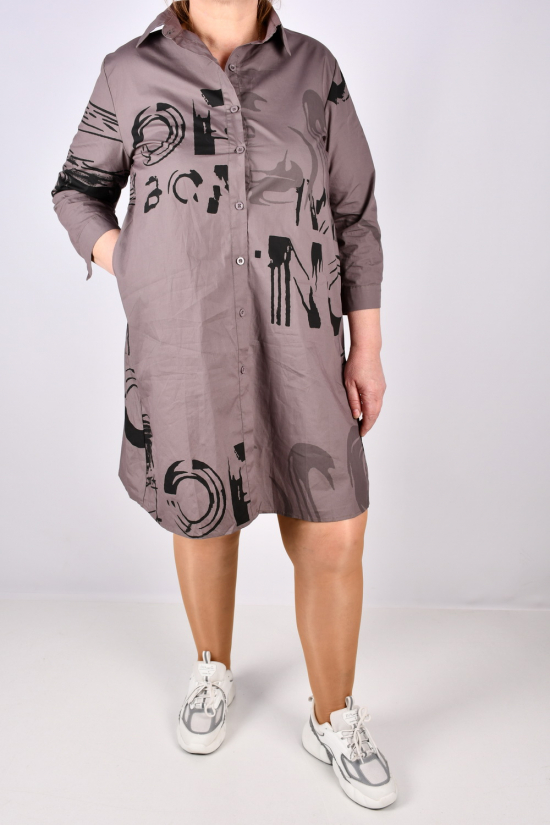 Сукня-сорочка жіноча (кол. капучино) котонове "ANGORA" Розміри в наявності : 48, 52, 54 арт.6071