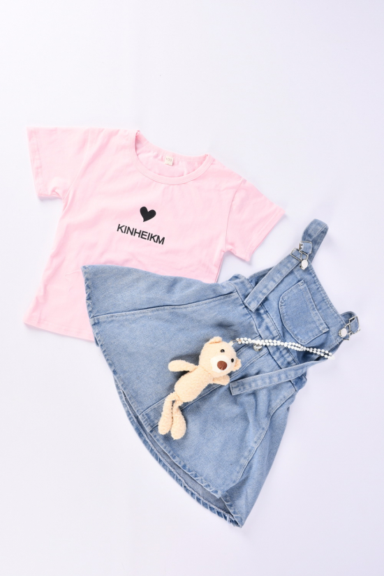 Сарафан джинсовый и футболка для девочки Рост в наличии : 98, 104, 110, 122 арт.X026