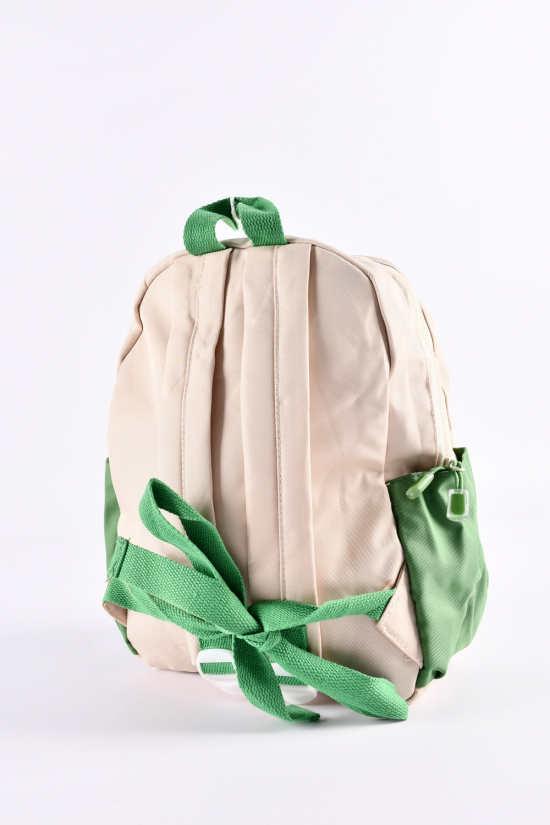 Рюкзак з плащової тканини (кол. кремовий/зелений) розмір 31/22/10 см арт.1008