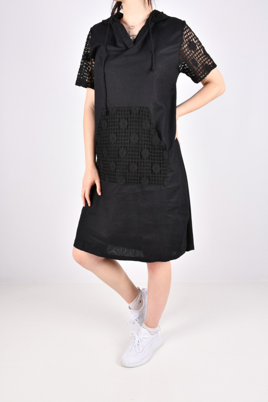 Сукня жіноча лляна (кол. чорний) "QIANZHIDU" Розміри в наявності : 44, 46, 48, 50 арт.EL39553327